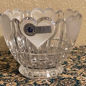 FTDA Lead Crystal Heart Bowl - Clear and White